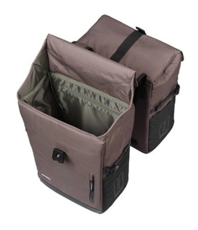 Sakwy BASIL MOVE DOUBLE BICYCLE BAG, MIK z adapterem do mocowania, 30L, Wodoodporna, Brown (NEW 2025) - rove.pl
