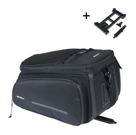 Torba na bagażnik BASIL MOV TRUNK BAG, MIK z adapterem do mocowania, 10-26L, Wodoodporna, Black (NEW 2025) - rove.pl