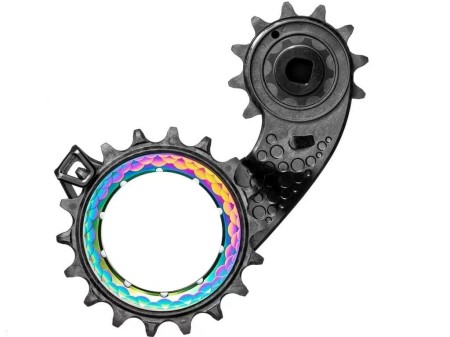 Wózek przerzutki Absoluteblack HollowCage Carbon Ceramic Sram Etap AXS 12s, PVD rainbow - rove.pl