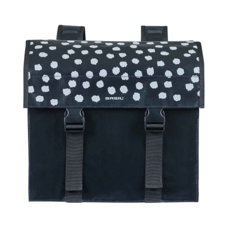 Sakwa miejska podwójna BASIL URBAN LOAD DOUBLE PANNIER BAG 48-53L, Universal Bridge System, 100% wodoodporna, black reflective/black (NEW)