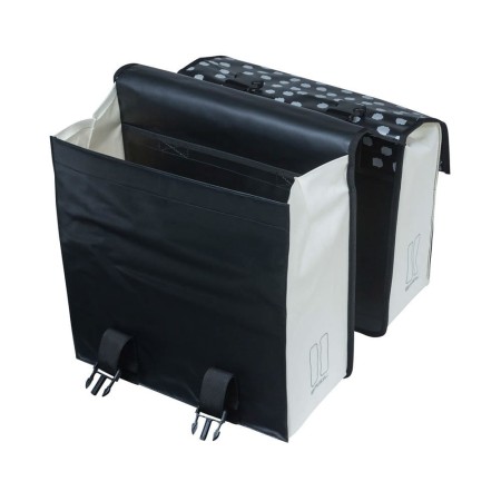 Sakwa miejska podwójna BASIL URBAN LOAD DOUBLE PANNIER BAG 48-53L, Universal Bridge System, 100% wodoodporna, black reflective/black (NEW)