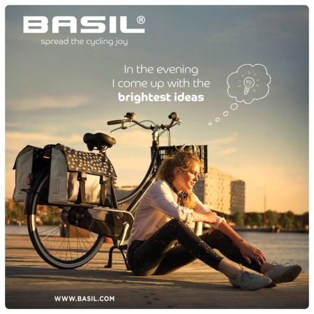 Sakwa miejska podwójna BASIL URBAN LOAD DOUBLE PANNIER BAG 48-53L, Universal Bridge System, 100% wodoodporna, black reflective/black (NEW)