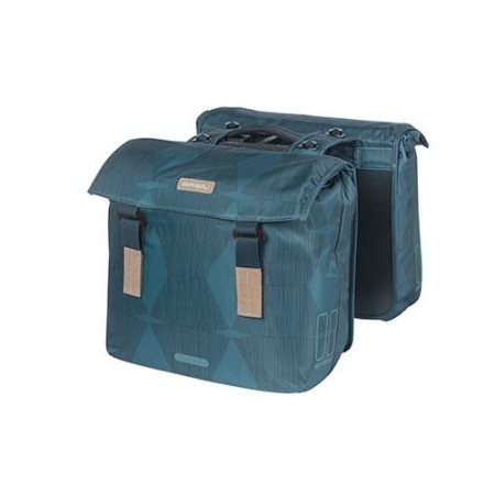 Torba na bagażnik BASIL ELEGANCE DOUBLE PANNIER BAG MIK 40-49L, MIK System (ready to go) wodoodporna estate blue (NEW) - rove.pl