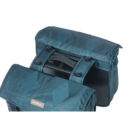 Torba na bagażnik BASIL ELEGANCE DOUBLE PANNIER BAG MIK 40-49L, MIK System (ready to go) wodoodporna estate blue (NEW) - rove.pl