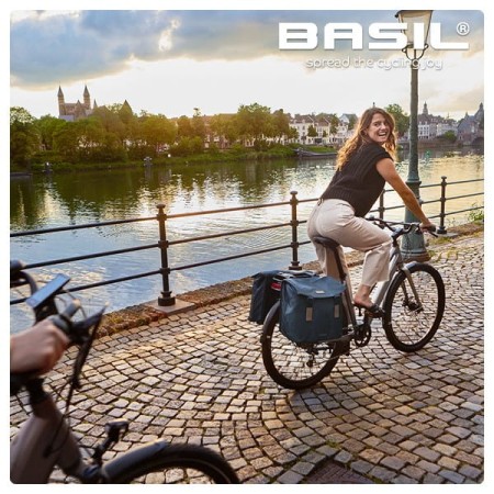 Torba na bagażnik BASIL ELEGANCE DOUBLE PANNIER BAG MIK 40-49L, MIK System (ready to go) wodoodporna estate blue (NEW)