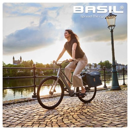 Torba na bagażnik BASIL ELEGANCE DOUBLE PANNIER BAG MIK 40-49L, MIK System (ready to go) wodoodporna estate blue (NEW) - rove.pl