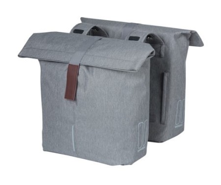 Sakwa miejska podwójna BASIL CITY DOUBLE PANNIER BAG 28-32L, Universal Bridge System, wodoodporna grey melee (NEW) - rove.pl