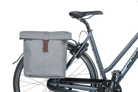 Sakwa miejska podwójna BASIL CITY DOUBLE PANNIER BAG 28-32L, Universal Bridge System, wodoodporna grey melee (NEW)