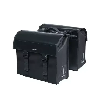 Sakwa miejska podwójna BASIL URBAN LOAD DOUBLE PANNIER BAG 48-53L, MIK System, 100% wodoodporna, black/balck.webp