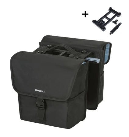 Sakwa miejska podwójna BASIL GO DOUBLE BAG MIK 32L MIK System (ready to go) solid black.webp