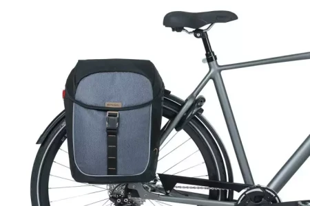 akwa miejska podwójna BASIL MILES TARPAULIN DOUBLE PANNIER BAG MIK 34L, MIK System (ready to go), 100% wodoodporna black slate.webp