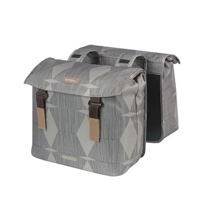Torba na bagażnik BASIL ELEGANCE DOUBLE PANNIER BAG 40-49 Universal Bridge System, wodoodporna chateau taupe.webp
