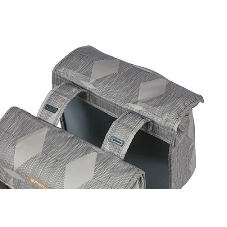 Torba na bagażnik BASIL ELEGANCE DOUBLE PANNIER BAG 40-49 Universal Bridge System, wodoodporna chateau taupe.webp