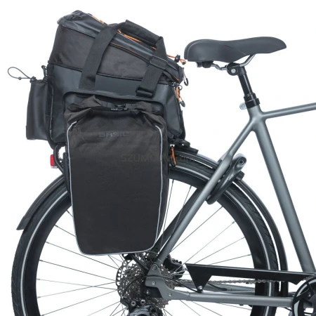 Torba na bagażnik BASIL MILES TARPAULIN TRUNKBAG XL PRO 9-36L, 100% wodoodporna black orange (bez płytki mocującej).webp