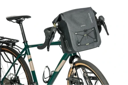 Torba na kierownicę BASIL NAVIGATOR STORM KF HANDLEBAR BAG 10-11L, wodoodporna, grey black (NEW) .webp