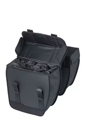 Sakwa miejska podwójna BASIL TOUR WATERPROOF DOUBLE PANNIER BAG 28L, Universal Bridge System, wodoodporna black (NEW).webp