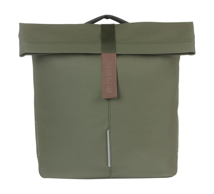Sakwa miejska podwójna BASIL CITY DOUBLE PANNIER BAG MIK 28-32L, MIK System (ready to go), moss green - rove.pl