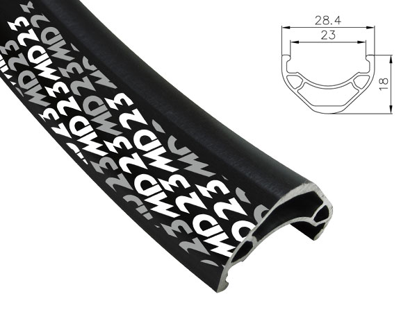 Obręcz mtb/trekking ALEXRIMS MD23, H. tarczowy, Stożek 18mm, 29" 622x23, 32 otwory, Kapslowana, Czarna, Waga 530g (NEW)