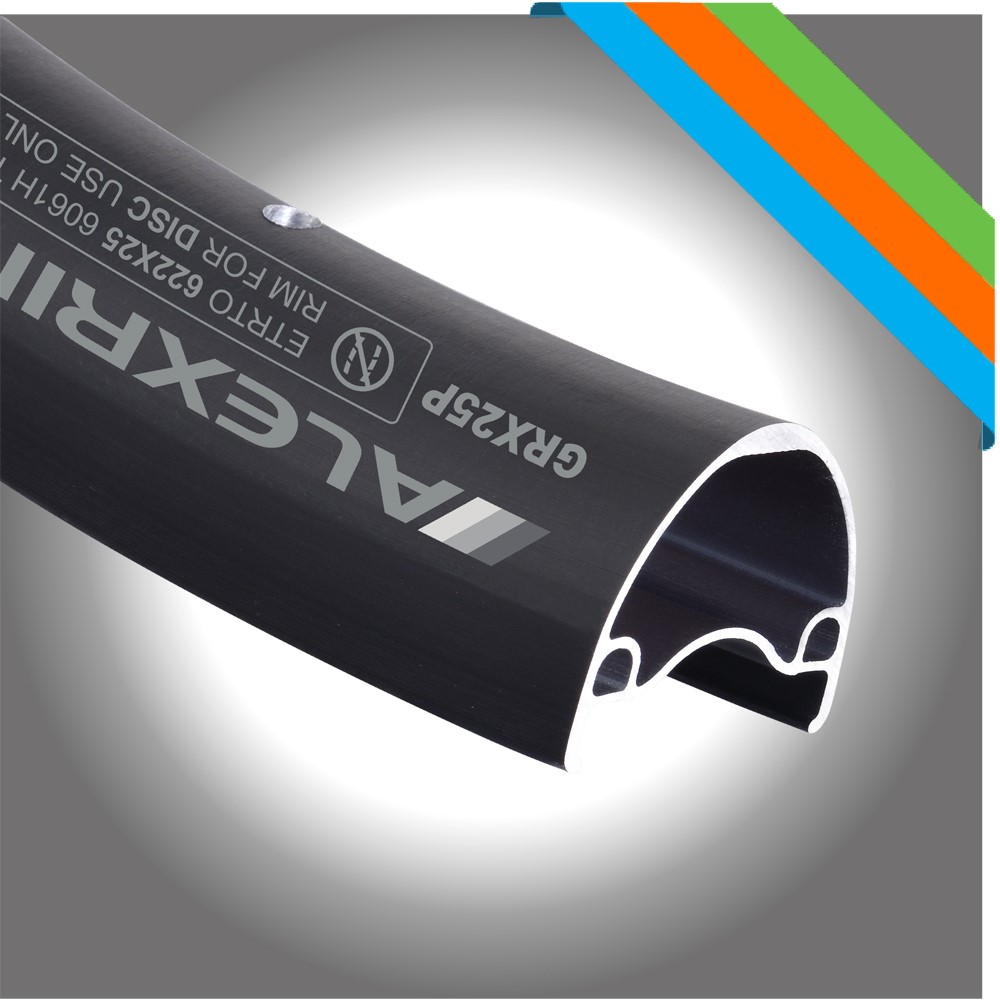Obręcz gravel ALEXRIMS GRX25P, H. tarczowy, Stożek 26.3mm, 700C 622×25, 32 otwory, Czarna, Waga 507g (NEW)