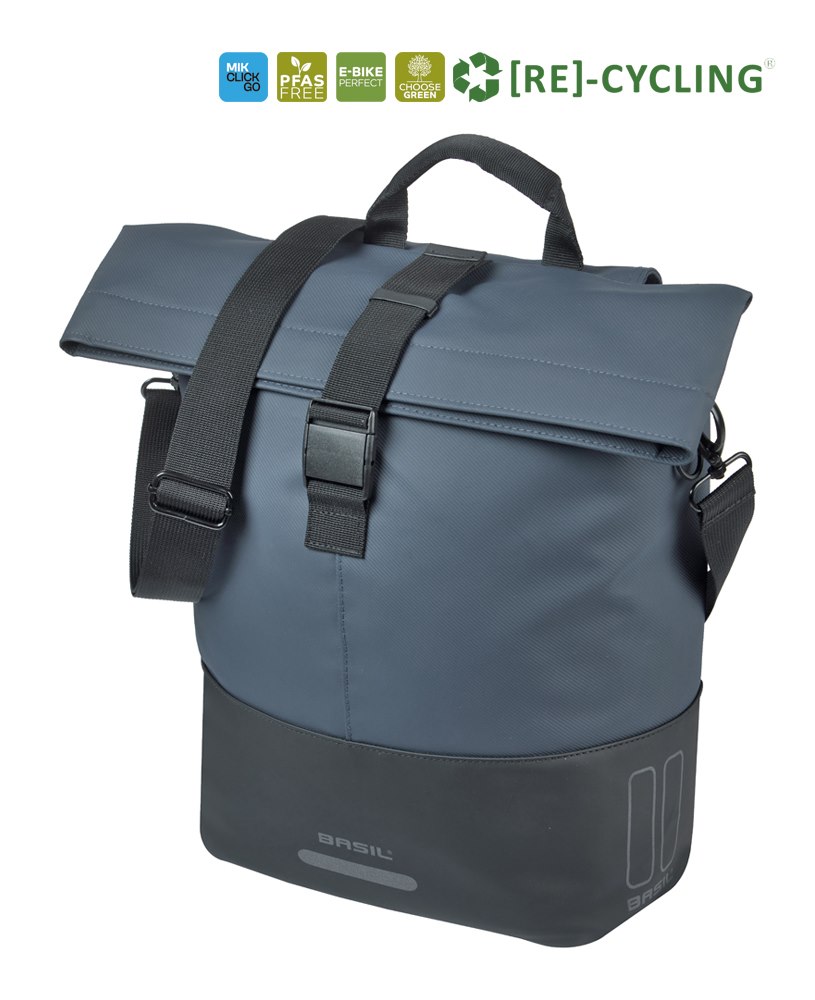 Sakwa pojedyncza BASIL COVE BICYCLE SHOPPER 14-16L, MIK Hooks, navy/black (NEW 2026)