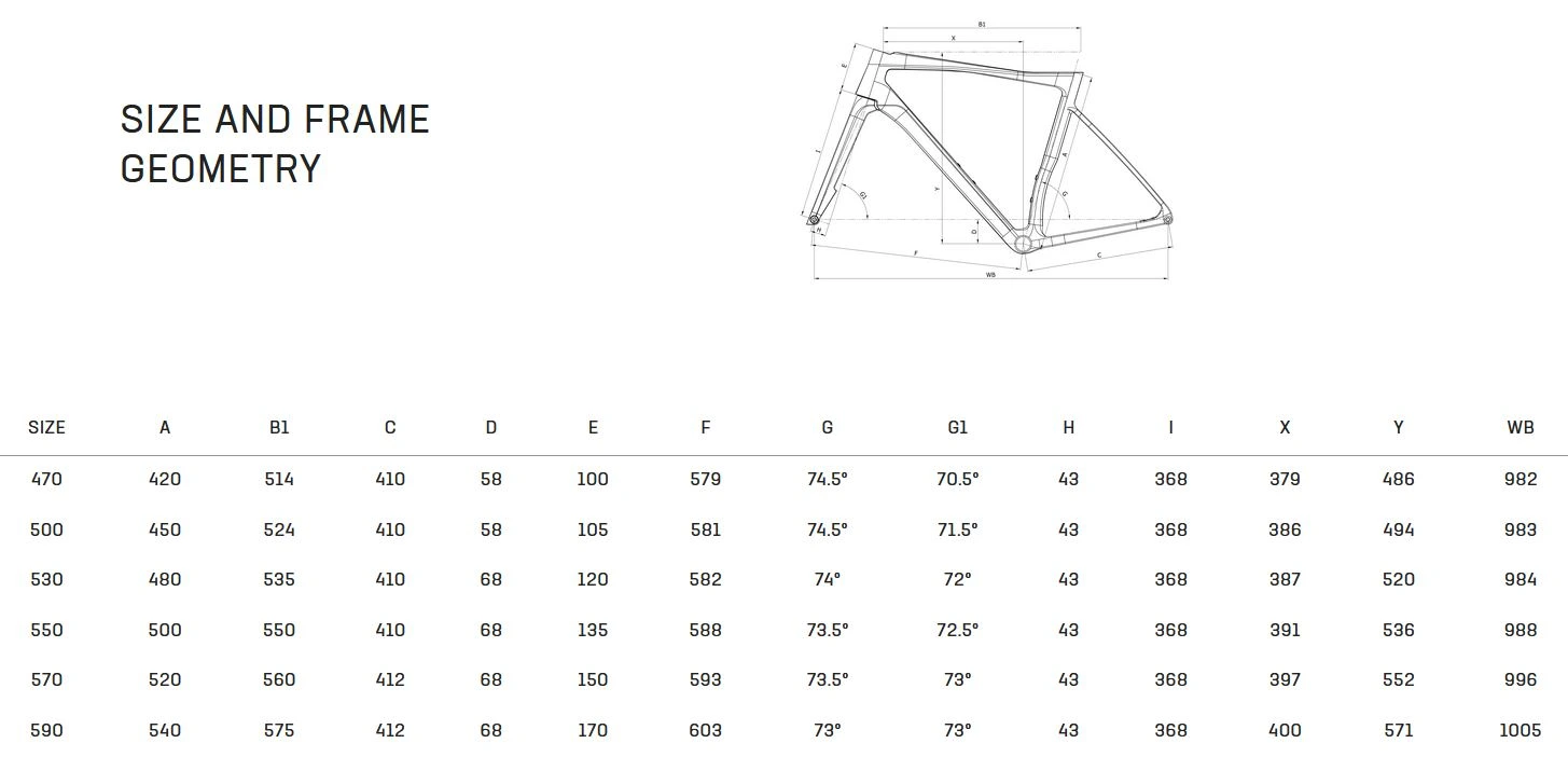 Rower Bianchi SPECIALISSIMA COMP 105 DI2 VPAL YTB47I BE Geometria
