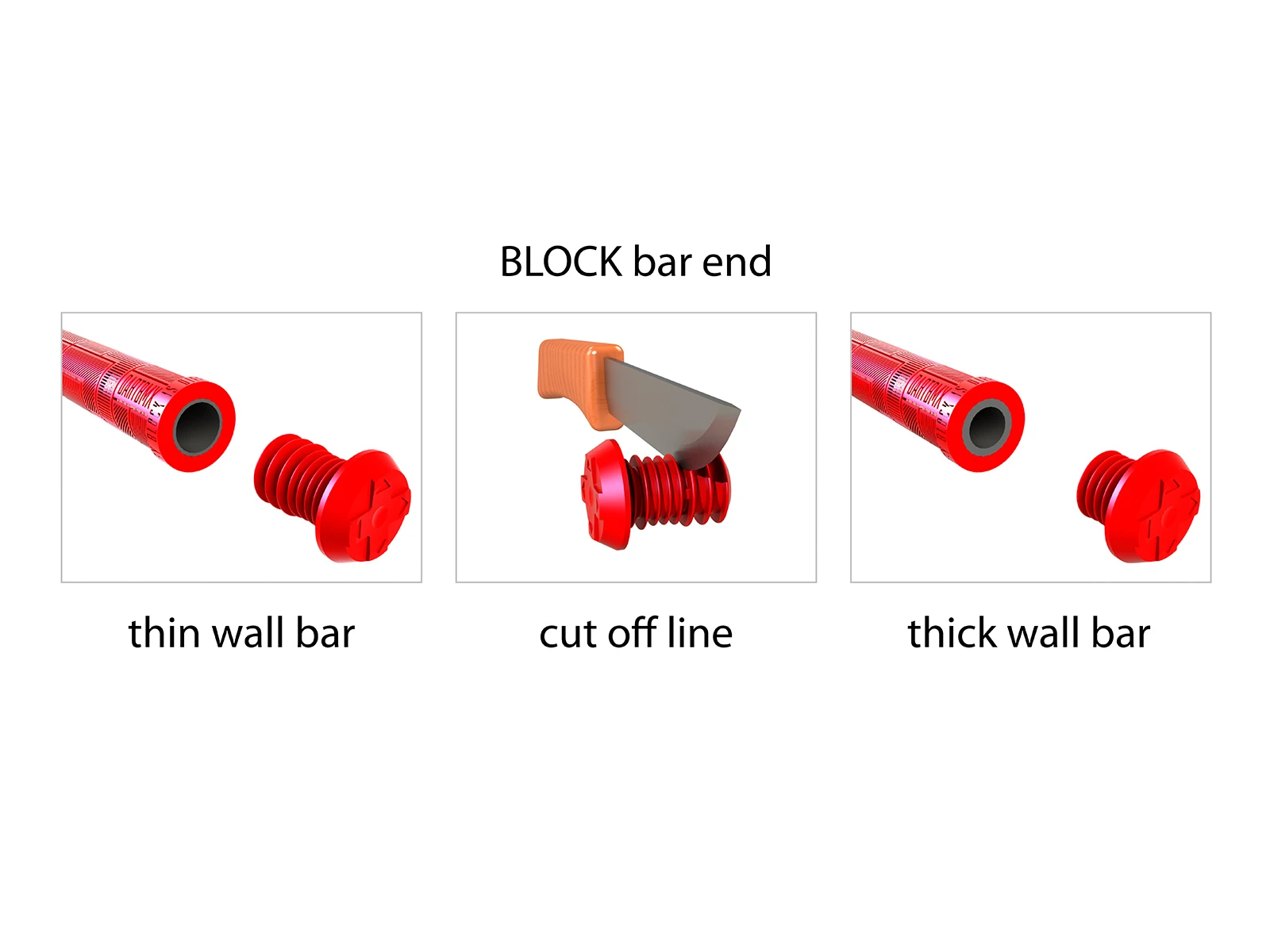 Chwyty kierownicy Block 155mm, czerwone