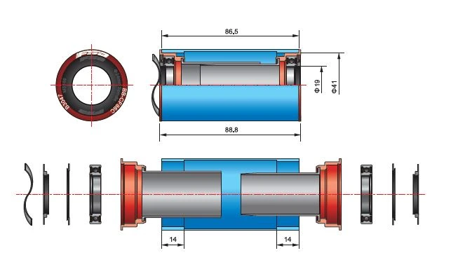 Wkład suportu FSA PF86mm - AX 19mm Mega Exo, PF86