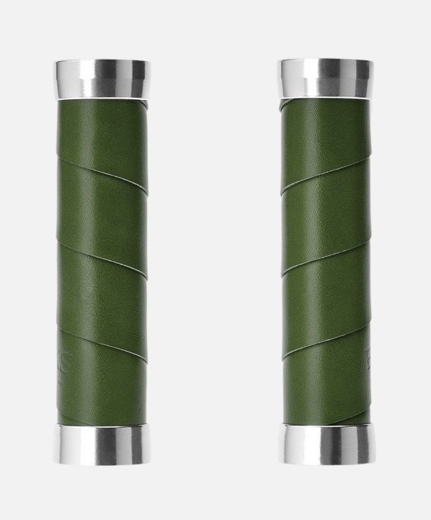 Chwyty BROOKS SLENDER LEATHER GRIPS RACING GREEN LIMITED EDITION, Rozmiar 130/130 (NEW) - rove.pl