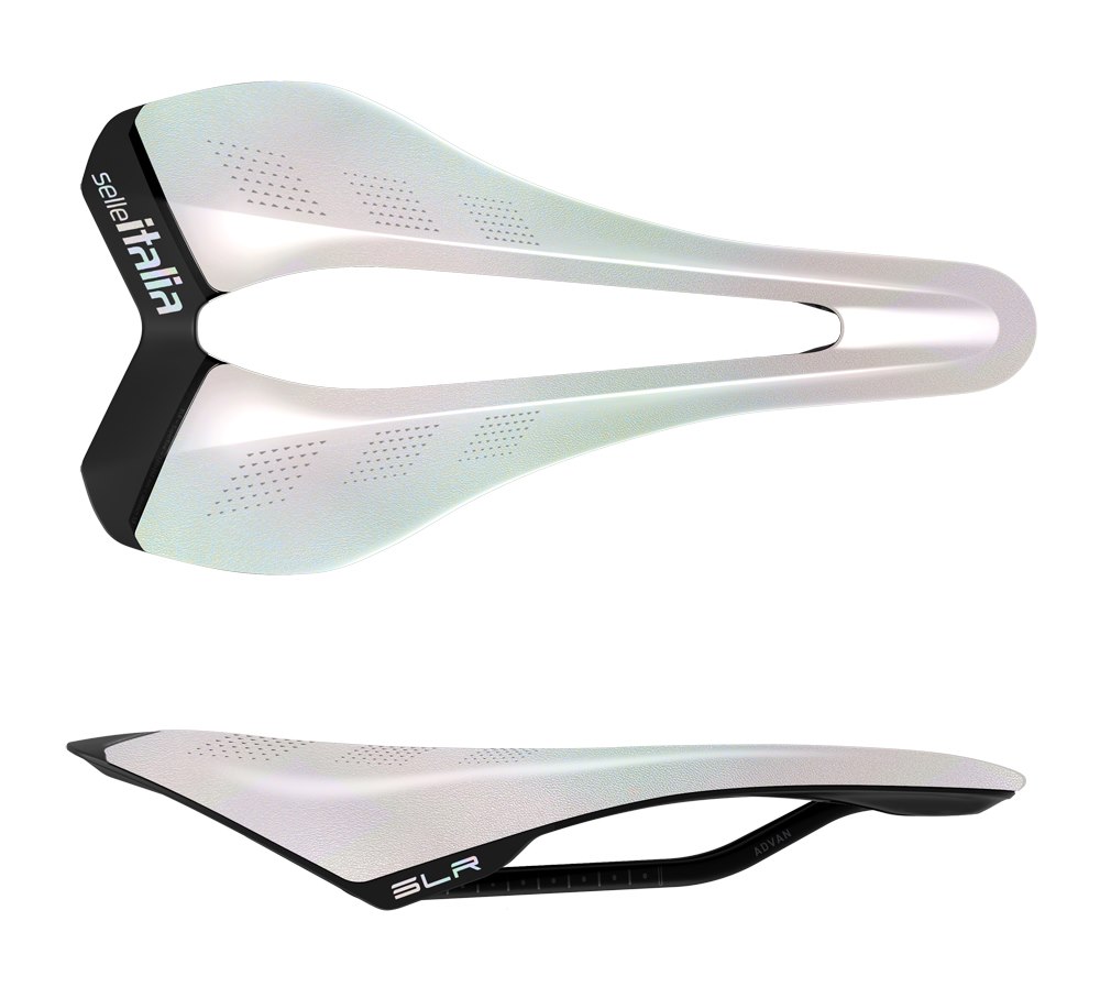 Siodło SELLE ITALIA SLR ADVAN SE OPAL WHITE S (id match S3), Pręty Manganese, Waga 165g, Edycja Limitowana (NEW)