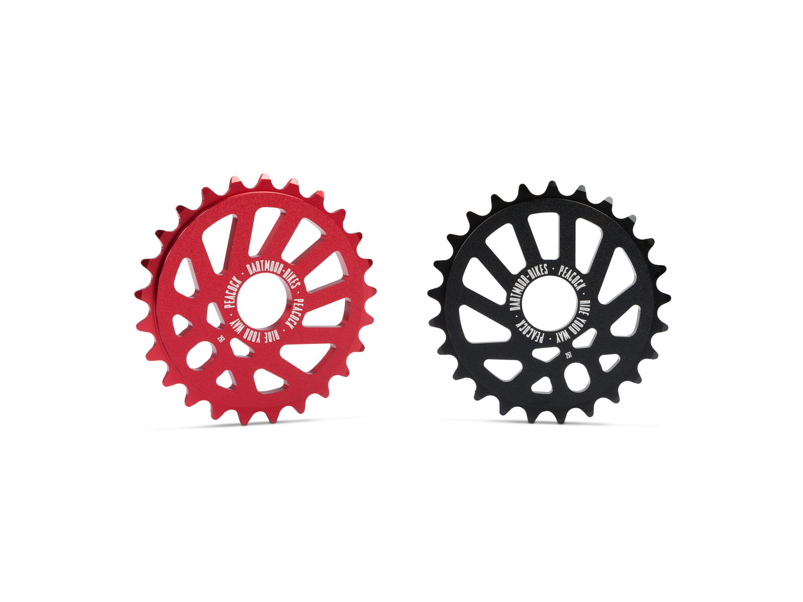 Zębatka BMX Peacock alu 6061, 28 zębów, czerwona anodowana