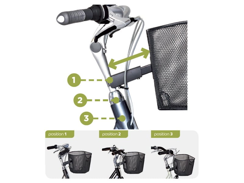 Wspornik mocujący do sztycy kierownicy BASIL PERMANENT SYSTEM moc.22-26mm, regulowana długość wspornika, system mocowania kosza na stałe (DWZ)