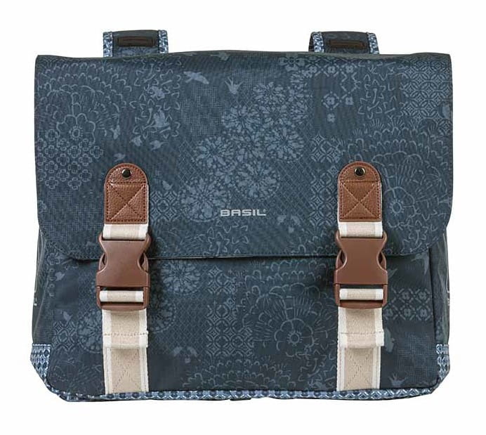 Sakwa miejska podwójna BASIL BOHEME DOUBLE BAG 35L, mocowanie na paski, wodoodporny poliester, indigo blue