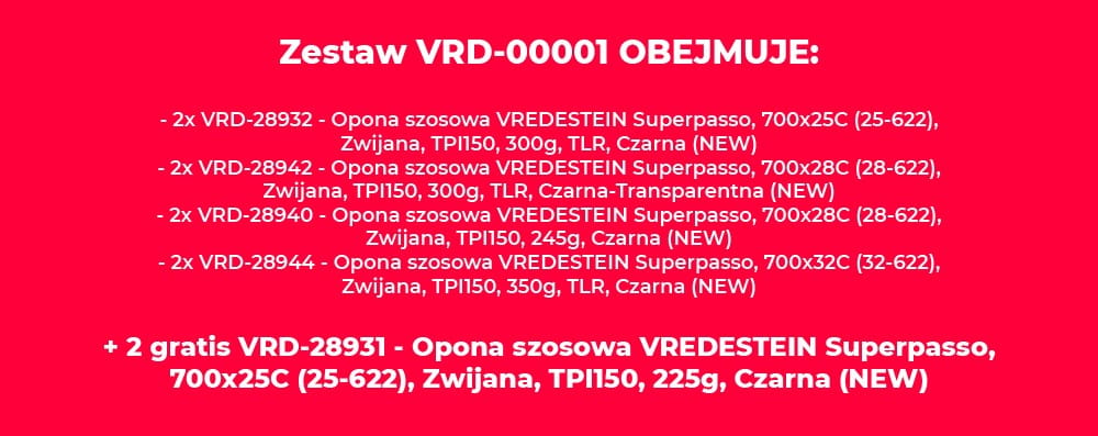Zestaw 10 opon VREDESTEIN Superpasso, (8+2 GRATIS) - rove.pl