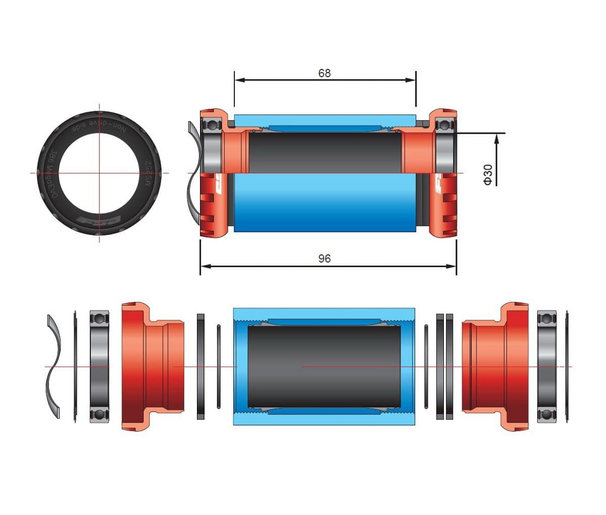 Wkład suportu FSA BSA – AX 392EVO, MTB BSA 68/73mm BB-EVO700 - rove.pl