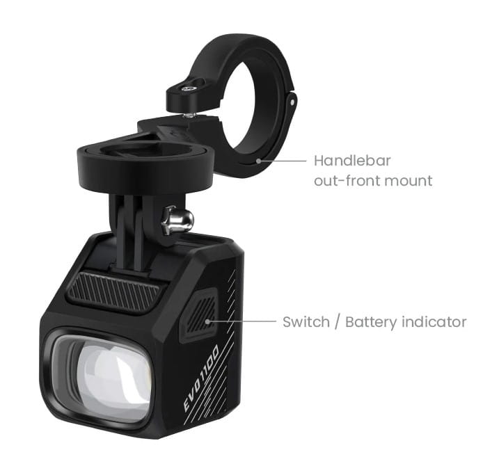 Lampka przednia MAGICSHINE EVO 1100 BLACK, 1100 lumenów, Czarna, Z Uchwytem (NEW 2025) - rove.pl