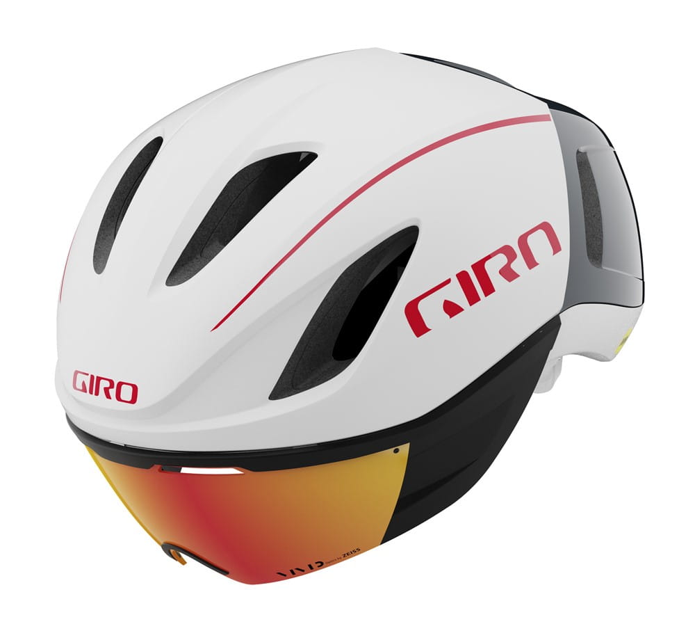 Kask czasowy GIRO VANQUISH INTEGRATED MIPS matte white portaro gray red roz. S (51-55 cm) (WYPRZEDAŻ -45%) - rove.pl