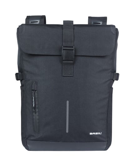 Sakwy BASIL MOVE DOUBLE BICYCLE BAG, UNIVERSAL BRIDGE, 30L, Wodoodporna, Black (NEW 2025) - rove.pl