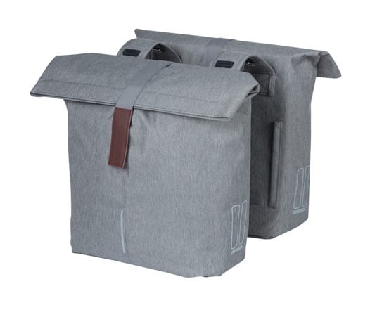 Sakwa miejska podwójna BASIL CITY DOUBLE PANNIER BAG 28-32L, Universal Bridge System, wodoodporna grey melee (NEW)