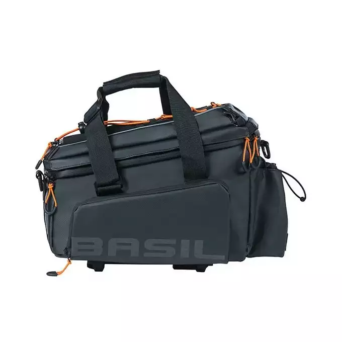 Torba na bagażnik BASIL MILES TARPAULIN TRUNKBAG XL PRO MIK 9-36L, MIK System (ready to go), 100% wodoodporna black orange (bez płytki mocującej) .webp