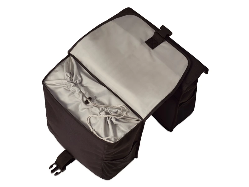 Sakwa miejska podwójna BASIL GO DOUBLE BAG 32L, Universal Bridge System, solid black.webp